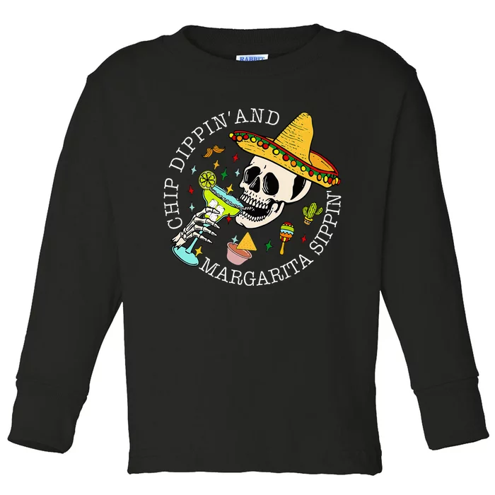 Chip Dippin And Margarita Sippin Cinco De Mayo Drinking Toddler Long Sleeve Shirt