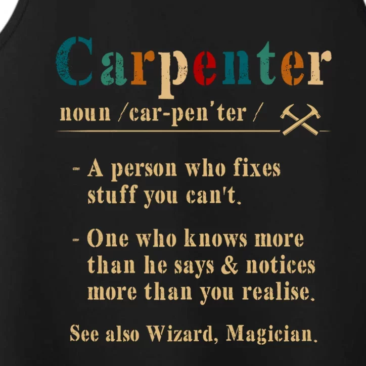 Carpenter Definition A Person Who Fixes Stuff You Can't Gift Performance Tank