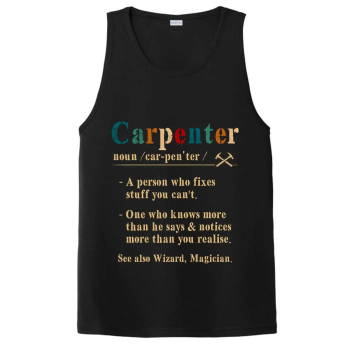 Carpenter Definition A Person Who Fixes Stuff You Can't Gift Performance Tank