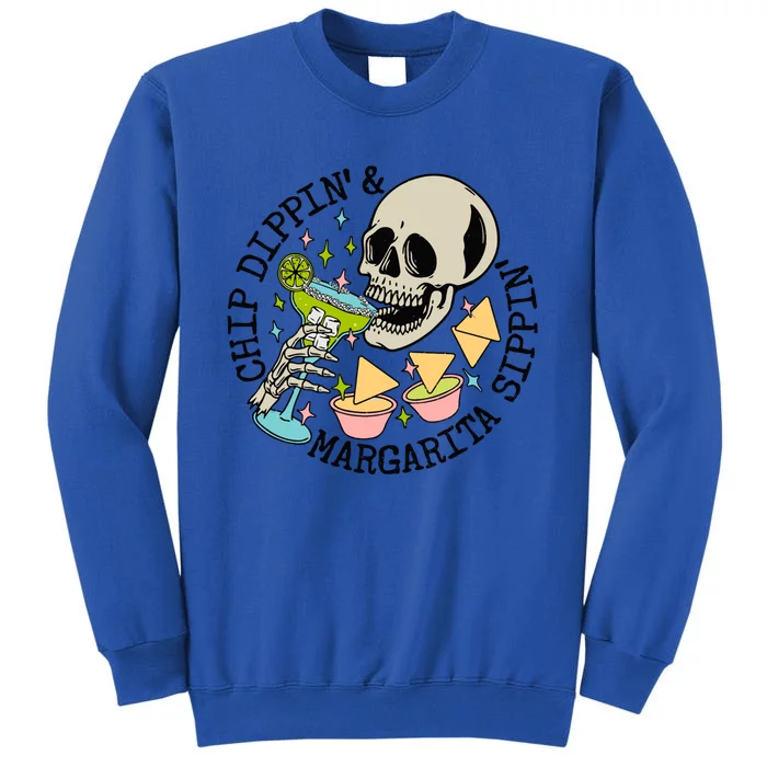 Chip Dippin And Margarita Sippin Skeleton Tall Sweatshirt