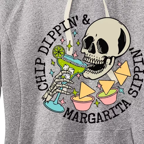 Chip Dippin And Margarita Sippin Skeleton Women's Fleece Hoodie