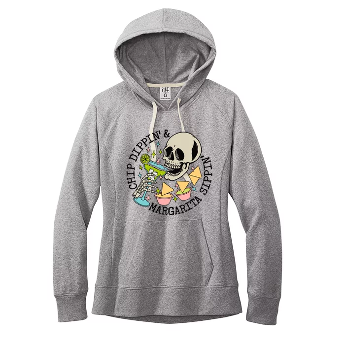 Chip Dippin And Margarita Sippin Skeleton Women's Fleece Hoodie