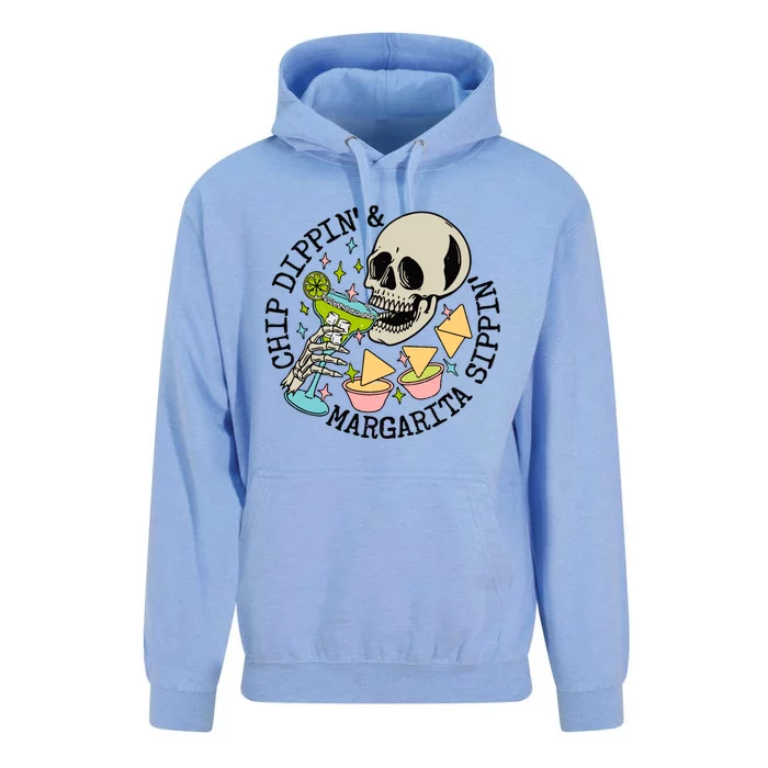 Chip Dippin And Margarita Sippin Skeleton Unisex Surf Hoodie