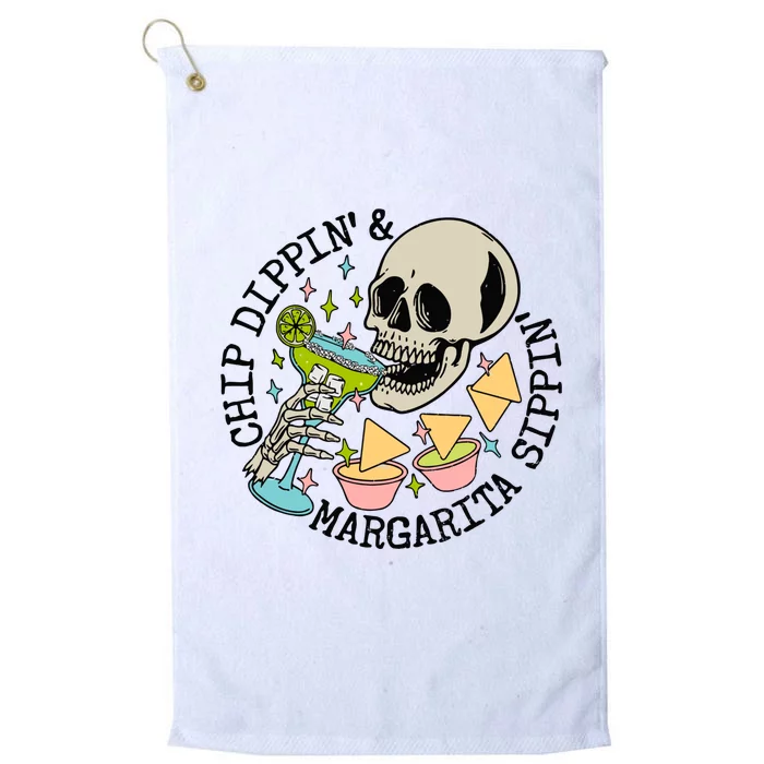 Chip Dippin And Margarita Sippin Skeleton Platinum Collection Golf Towel