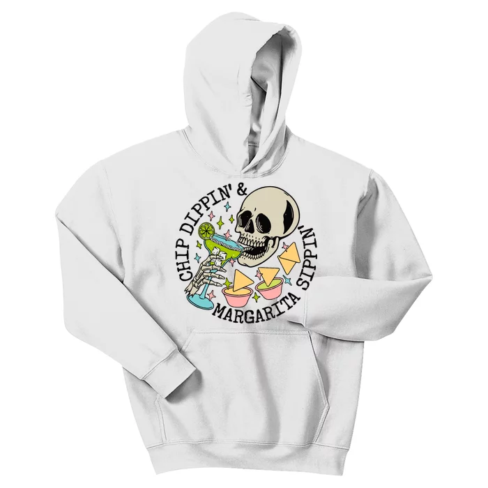 Chip Dippin And Margarita Sippin Skeleton Kids Hoodie