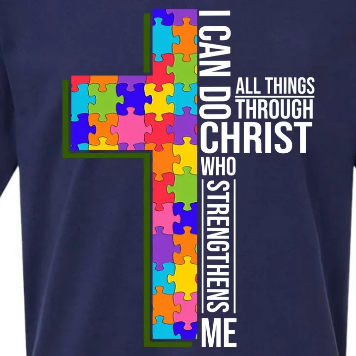 Can Do All Things Through Christ Autism Awareness Sueded Cloud Jersey T-Shirt