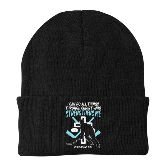 Can Do All Things Ice Hockey Christian Player Goalie Knit Cap Winter Beanie