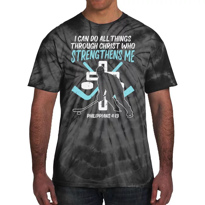 Can Do All Things Ice Hockey Christian Player Goalie Tie-Dye T-Shirt