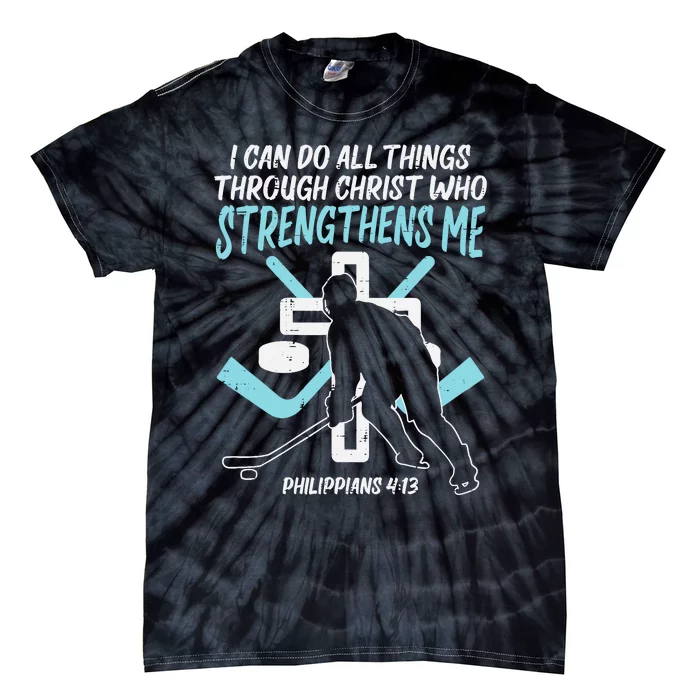 Can Do All Things Ice Hockey Christian Player Goalie Tie-Dye T-Shirt