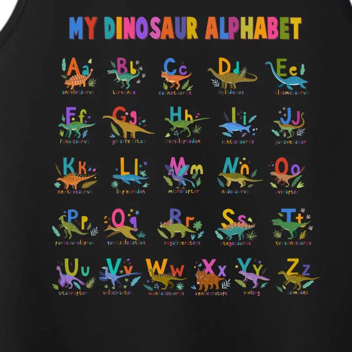 Cool Dinosaur Alphabet Back To School Performance Tank