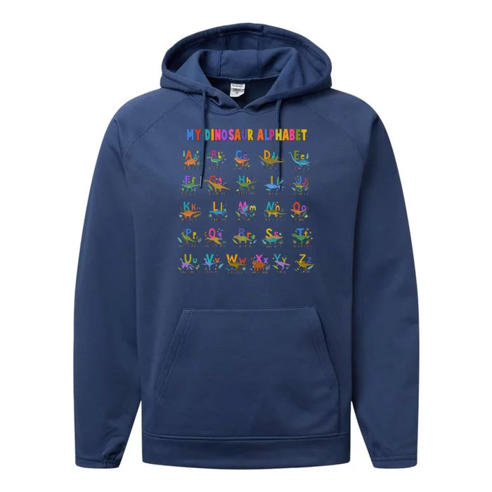 Cool Dinosaur Alphabet Back To School Performance Fleece Hoodie