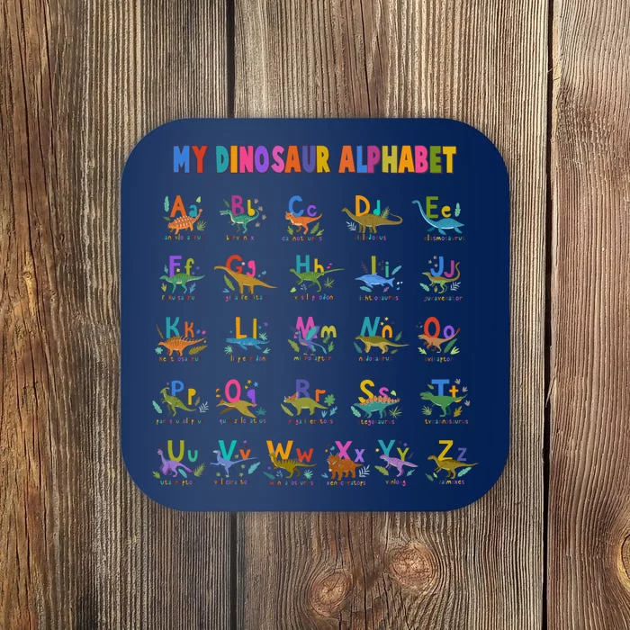 Cool Dinosaur Alphabet Back To School Coaster