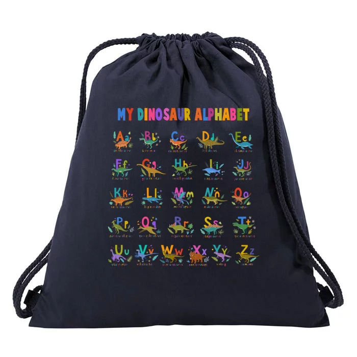 Cool Dinosaur Alphabet Back To School Drawstring Bag