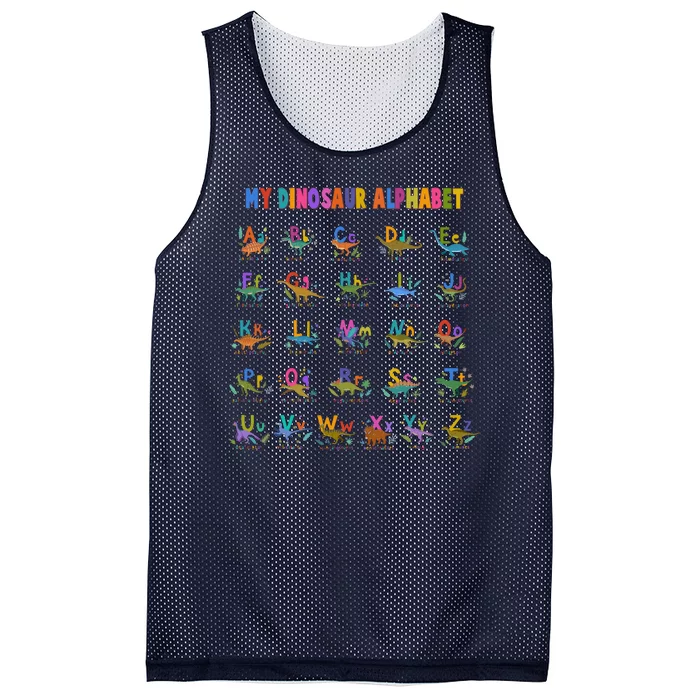 Cool Dinosaur Alphabet Back To School Mesh Reversible Basketball Jersey Tank