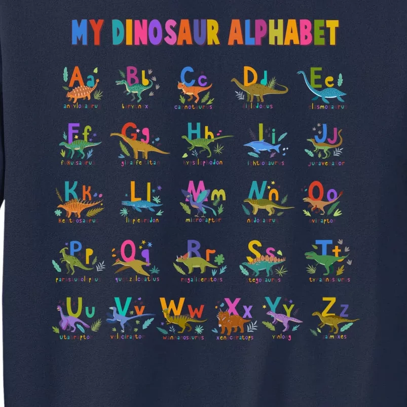 Cool Dinosaur Alphabet Back To School Tall Sweatshirt