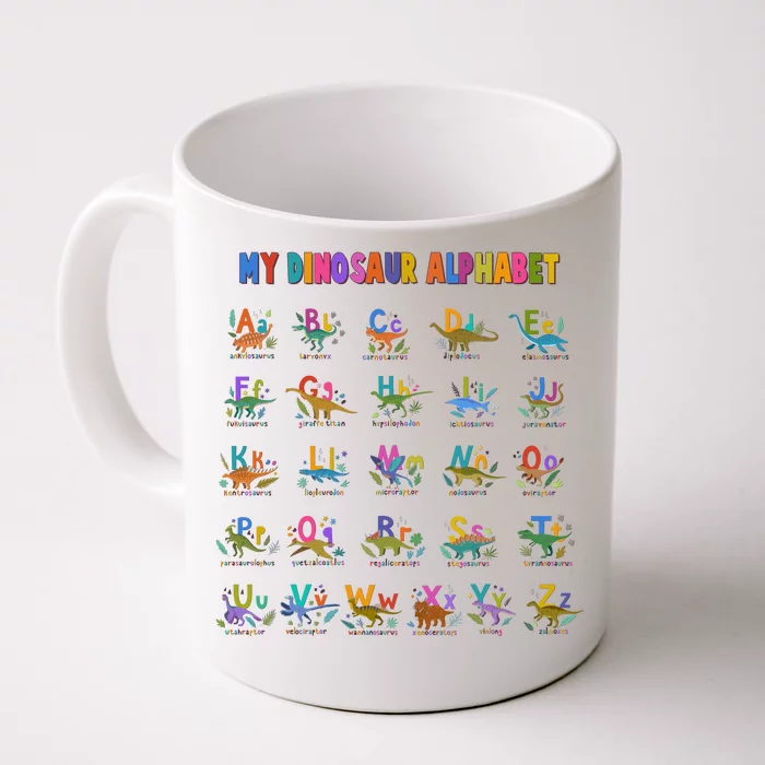 Cool Dinosaur Alphabet Back To School Front & Back Coffee Mug