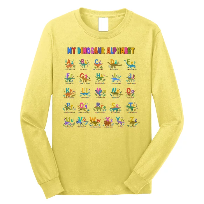 Cool Dinosaur Alphabet Back To School Long Sleeve Shirt