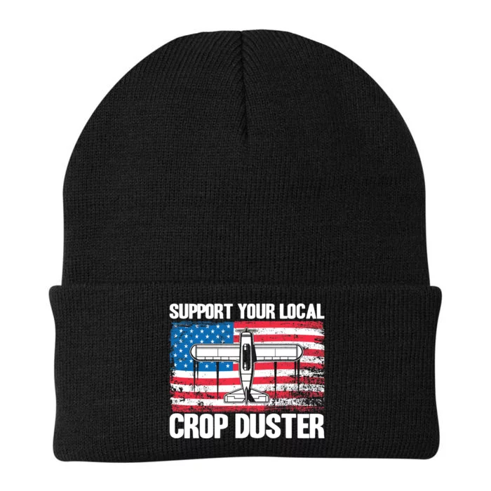 Crop Duster American Flag Support Your Local Crop Duster Knit Cap Winter Beanie