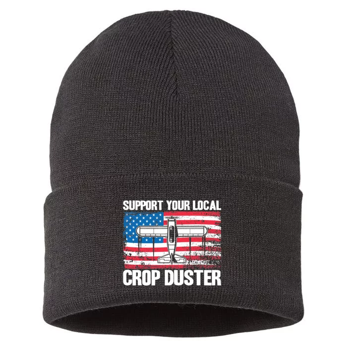 Crop Duster American Flag Support Your Local Crop Duster Sustainable Knit Beanie