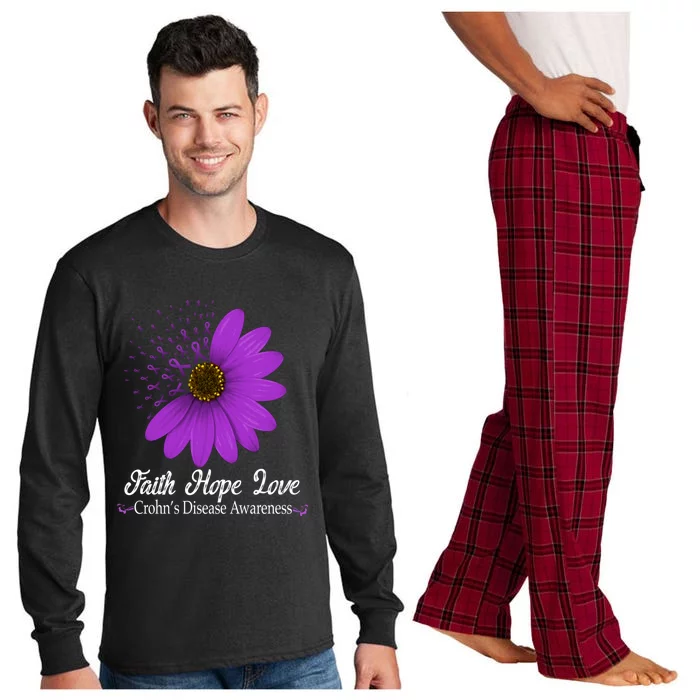 Crohn's Disease Awareness Faith Hope Love Purple Ribbon Meaningful Gift Long Sleeve Pajama Set