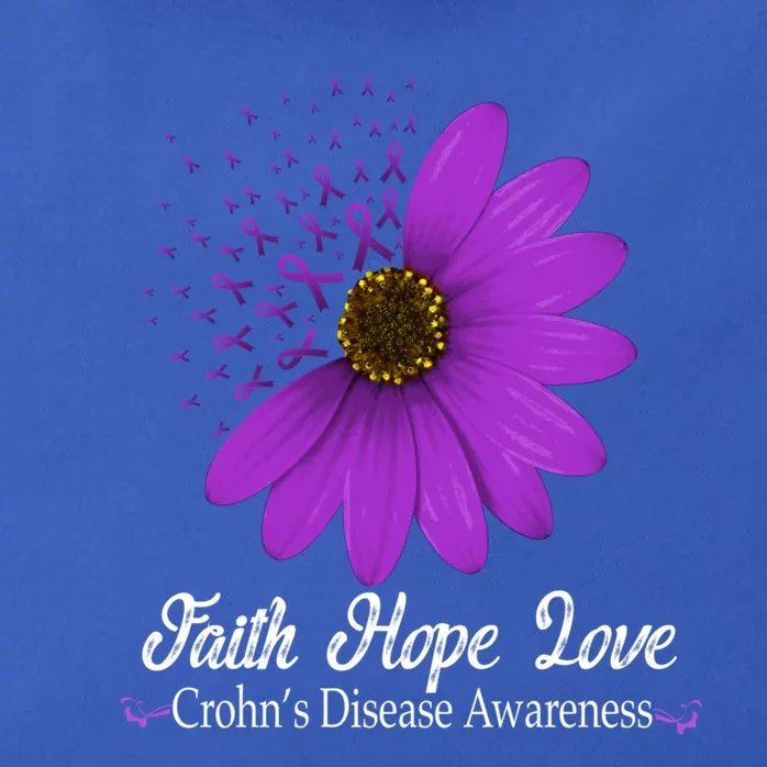 Crohn's Disease Awareness Faith Hope Love Purple Ribbon Meaningful Gift Zip Tote Bag