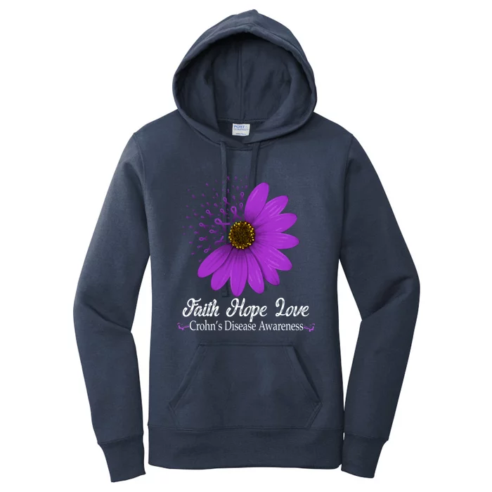 Crohn's Disease Awareness Faith Hope Love Purple Ribbon Meaningful Gift Women's Pullover Hoodie