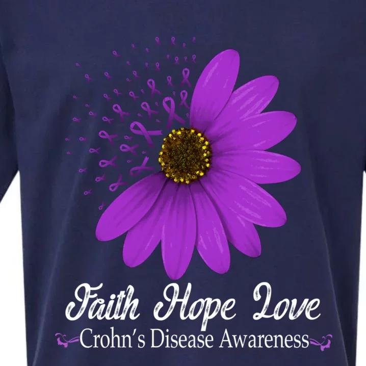 Crohn's Disease Awareness Faith Hope Love Purple Ribbon Meaningful Gift Sueded Cloud Jersey T-Shirt