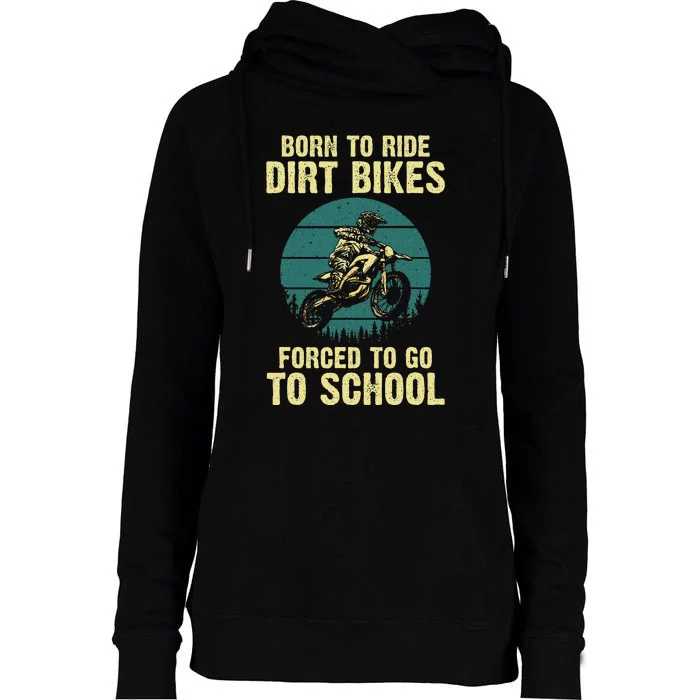 Cute Dirt Bike Art For Women Motorcycle Dirtbike Womens Funnel Neck Pullover Hood