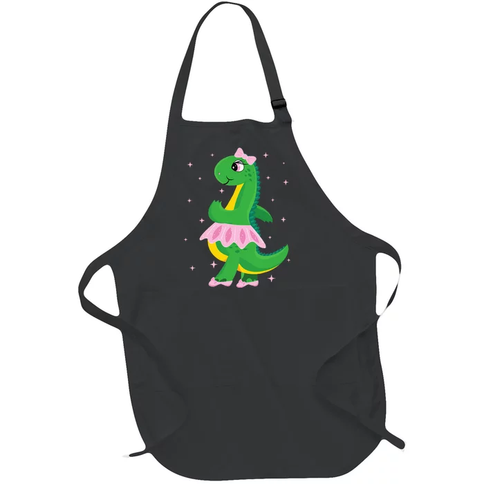 Cute Dinosaur Ballerina in Tutu Full-Length Apron With Pocket