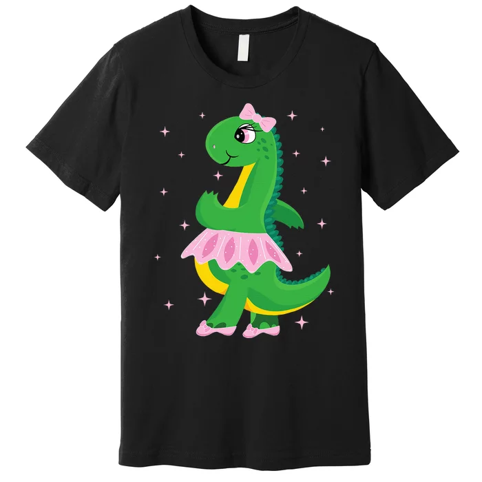 Cute Dinosaur Ballerina in Tutu Premium T-Shirt