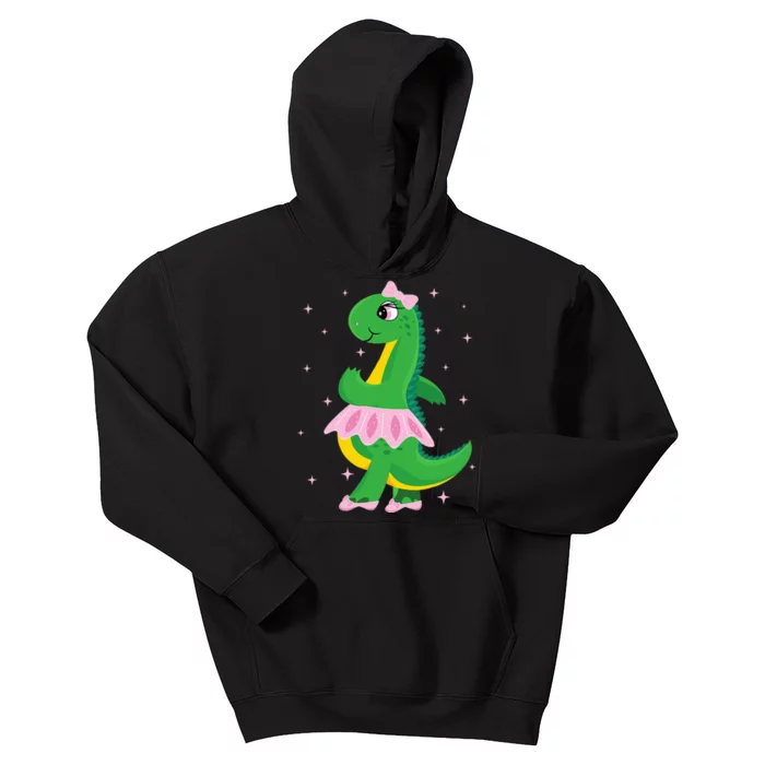 Cute Dinosaur Ballerina in Tutu Kids Hoodie