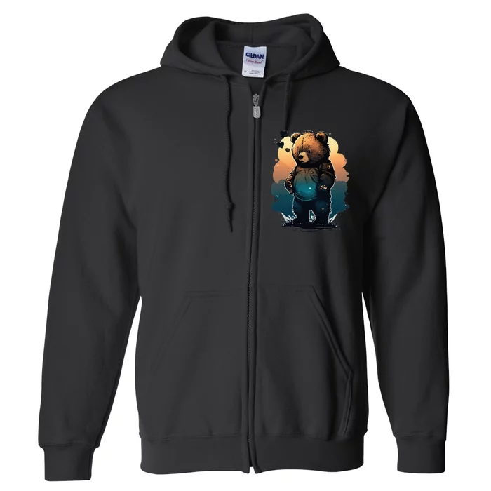 Cute Dressed Bear Daughter Wife Grandma Full Zip Hoodie