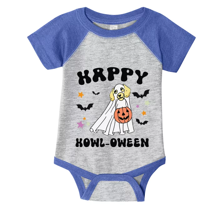 Cream Dachshund Boo Dog Lover Happy Halloween Infant Baby Jersey Bodysuit