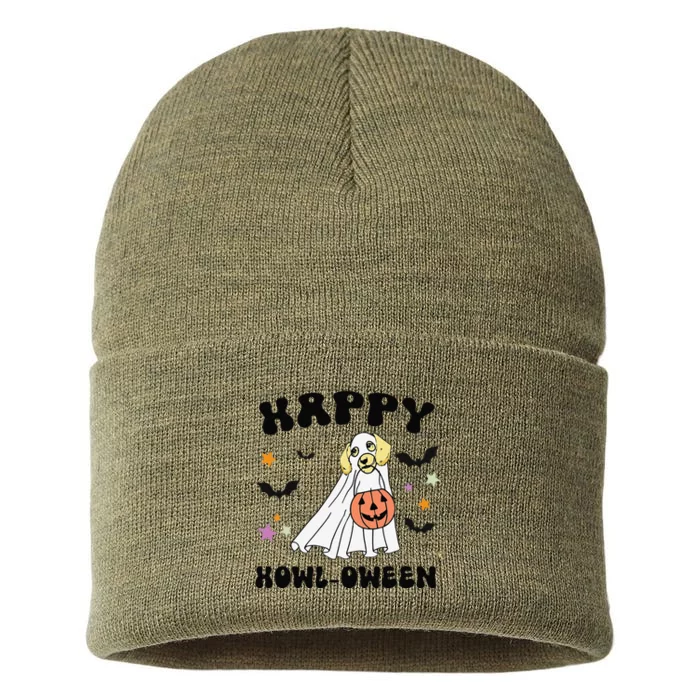 Cream Dachshund Boo Dog Lover Happy Halloween Sustainable Knit Beanie