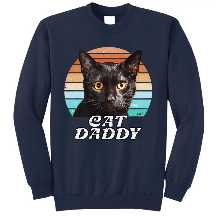 Cat Daddy Black Cat Vintage Eighties Style Cat Retro Tall Sweatshirt