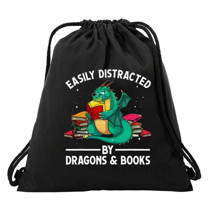 Cute Dragon Book Design For Dragon Book Lover Drawstring Bag