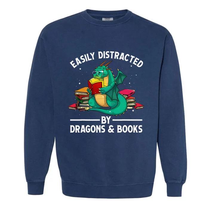 Cute Dragon Book Design For Dragon Book Lover Garment-Dyed Sweatshirt