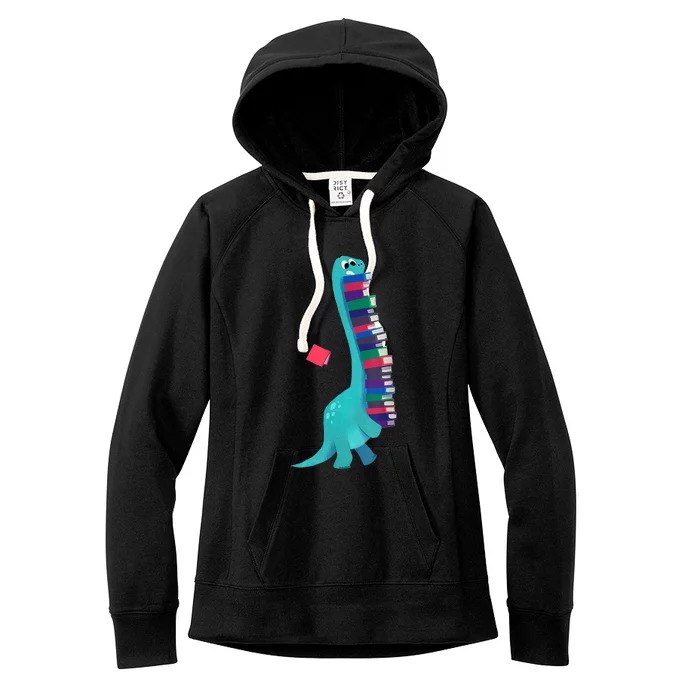 Cute Dinosaur Book Reading Women's Fleece Hoodie