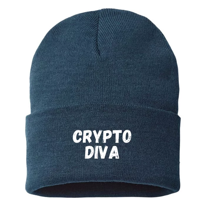 Crypto Diva, Bitcoin Diva, Bitcoin Mom, Plan B, Blockchain Diva Sustainable Knit Beanie