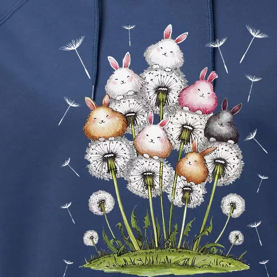 Cute Dandelion Bunny Rabbit Flower Bunny Lover Performance Fleece Hoodie