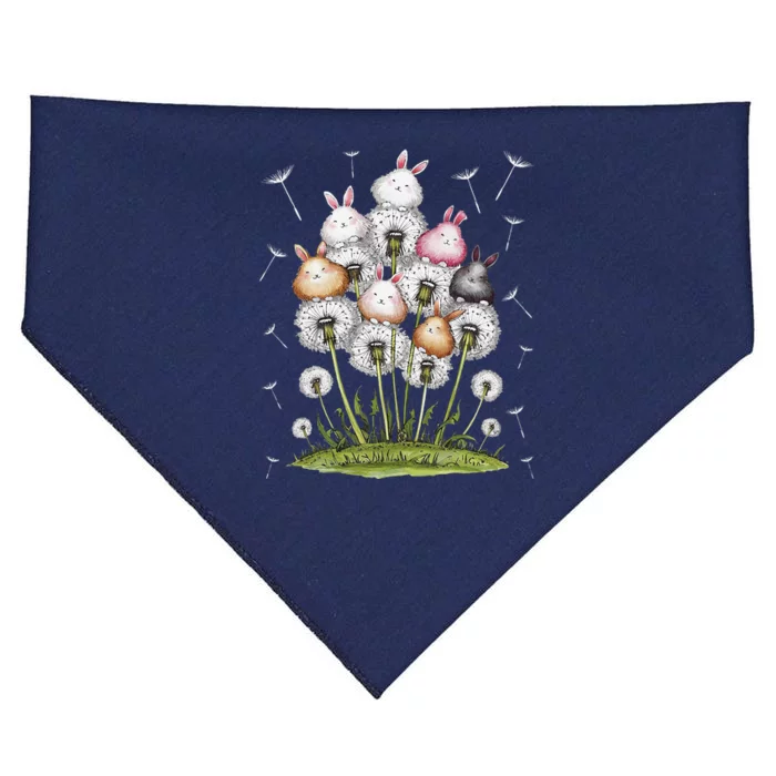 Cute Dandelion Bunny Rabbit Flower Bunny Lover USA-Made Doggie Bandana