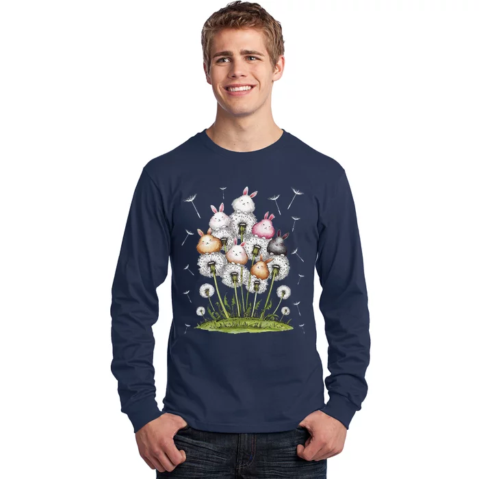 Cute Dandelion Bunny Rabbit Flower Bunny Lover Long Sleeve Shirt