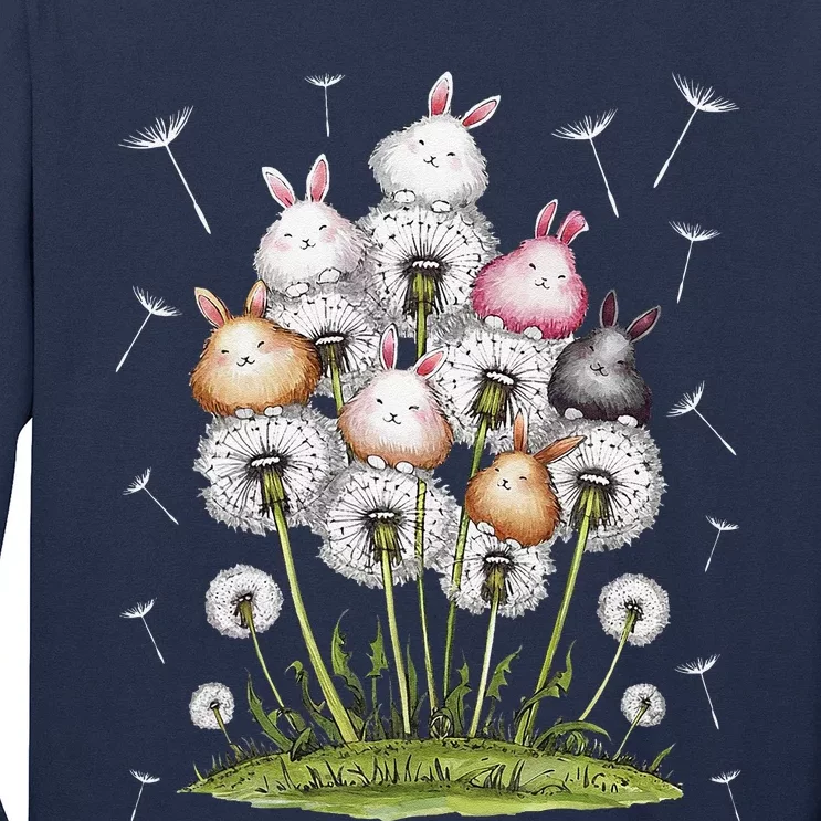 Cute Dandelion Bunny Rabbit Flower Bunny Lover Long Sleeve Shirt