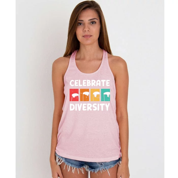 Celebrate Diversity Beer Ing Craft Brewery Great Gift Women's Knotted Racerback Tank