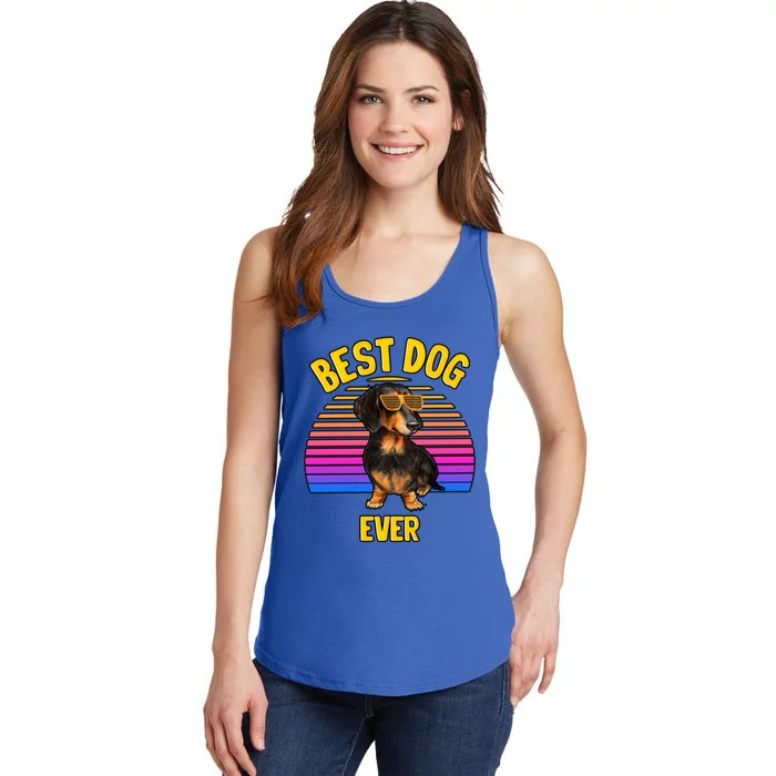 Cute Dachshund Best Dog Puppy Lover Retro Gift Ladies Essential Tank