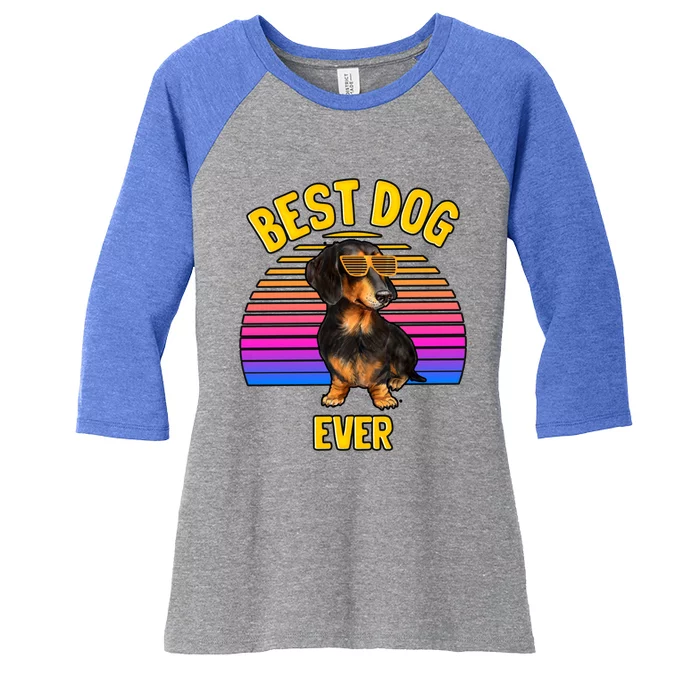 Cute Dachshund Best Dog Puppy Lover Retro Gift Women's Tri-Blend 3/4-Sleeve Raglan Shirt