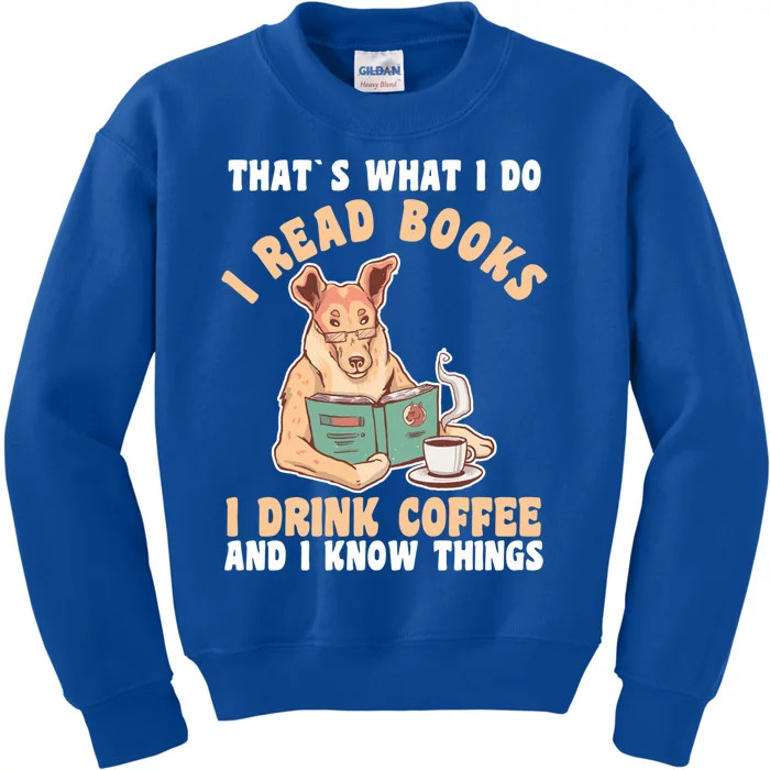 Coffee Dog Book Reading Meaningful Gift Kids Sweatshirt