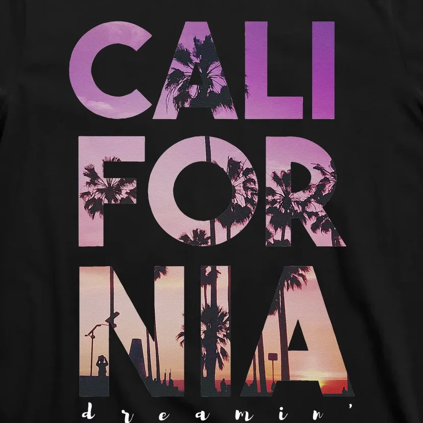 California Dreaming Beach Palm Tree Summer Vacation Surfing T-Shirt