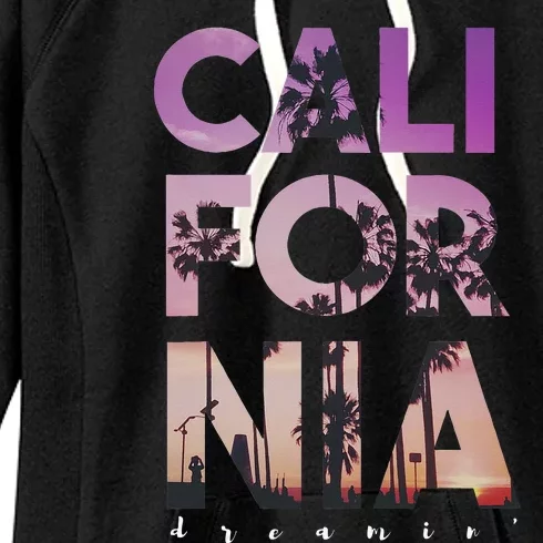 California Dreaming Beach Palm Tree Summer Vacation Surfing Women's Fleece Hoodie