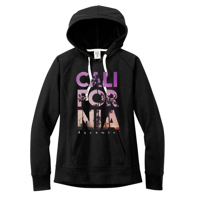 California Dreaming Beach Palm Tree Summer Vacation Surfing Women's Fleece Hoodie